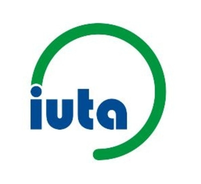 Logo der iuta, ein grüner Kreis umschließt blaue Buchstaben iuta.