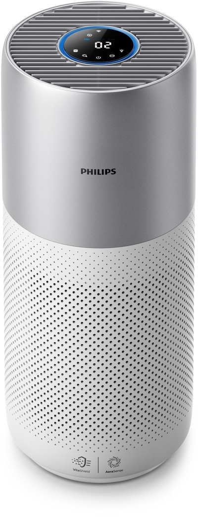 Philips Luftreiniger, weiß und silber, mit digitaler Anzeige, VitaShield und AeraSense Technologie